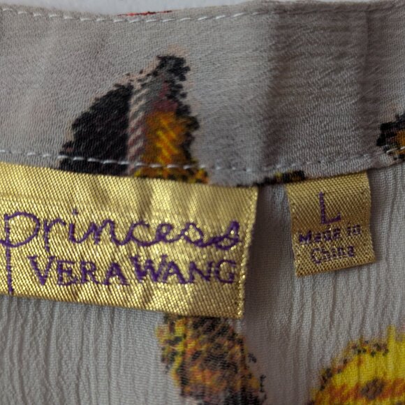 Gray Floral Princess Vera Wang Blouse- Juniors Size Large L - Picture 3 of 4